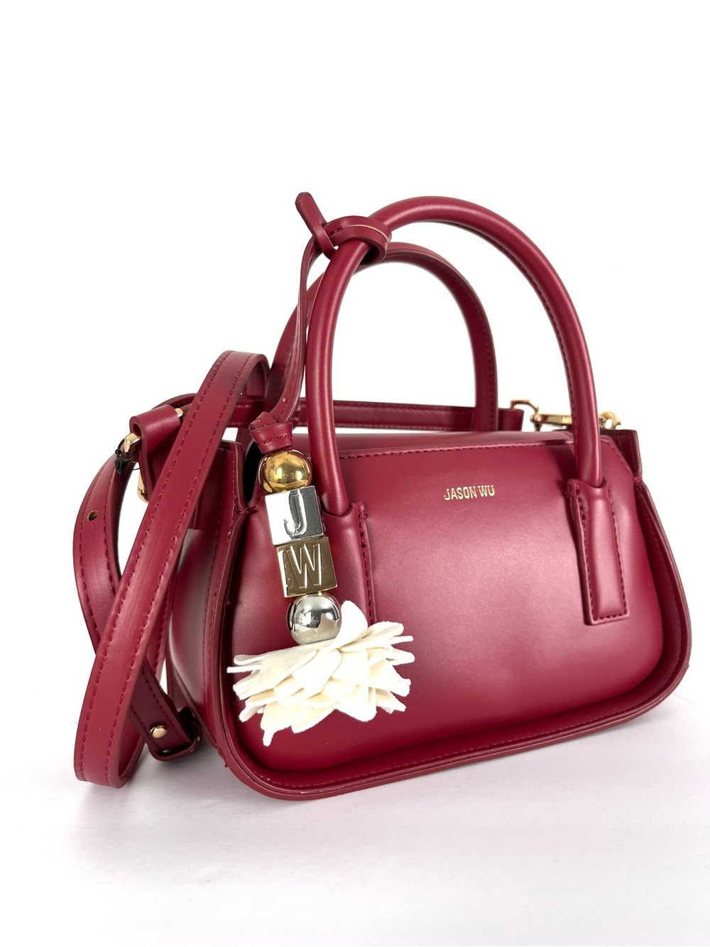 Jason Wu Rose Red Top-Handle Structured Mini Bag with Removable Strap & JW Charm
